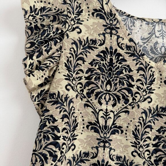 Shein Women Print Ruffle Short Sleeve V Neck Blouses Top Size L - Picture 6 of 7